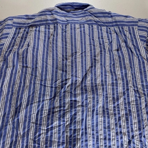 New Men's POLO RALPH LAUREN Blue Striped Casual Cotton Shirt Slim Fit Sz XLT - Picture 2 of 13